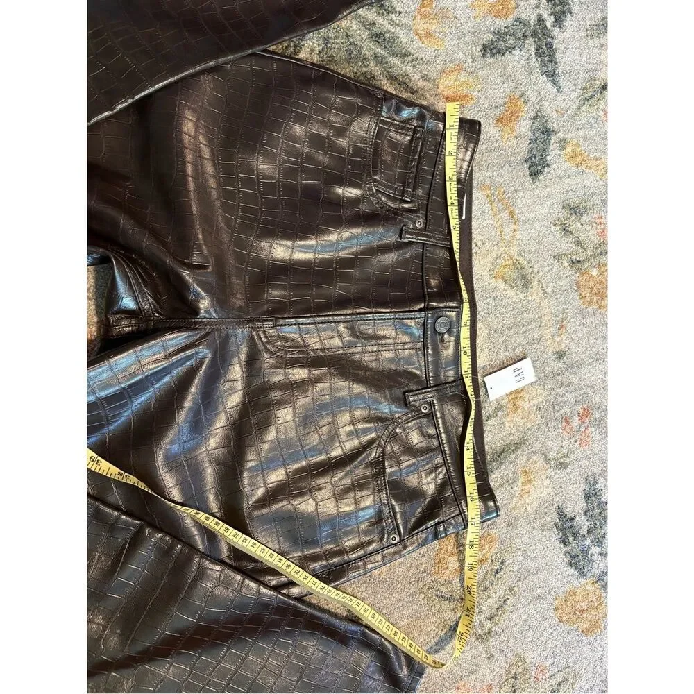 GAP High Rise Vegan Croc Leather Cheeky Straight Pants 32 14 Long Tall NWT